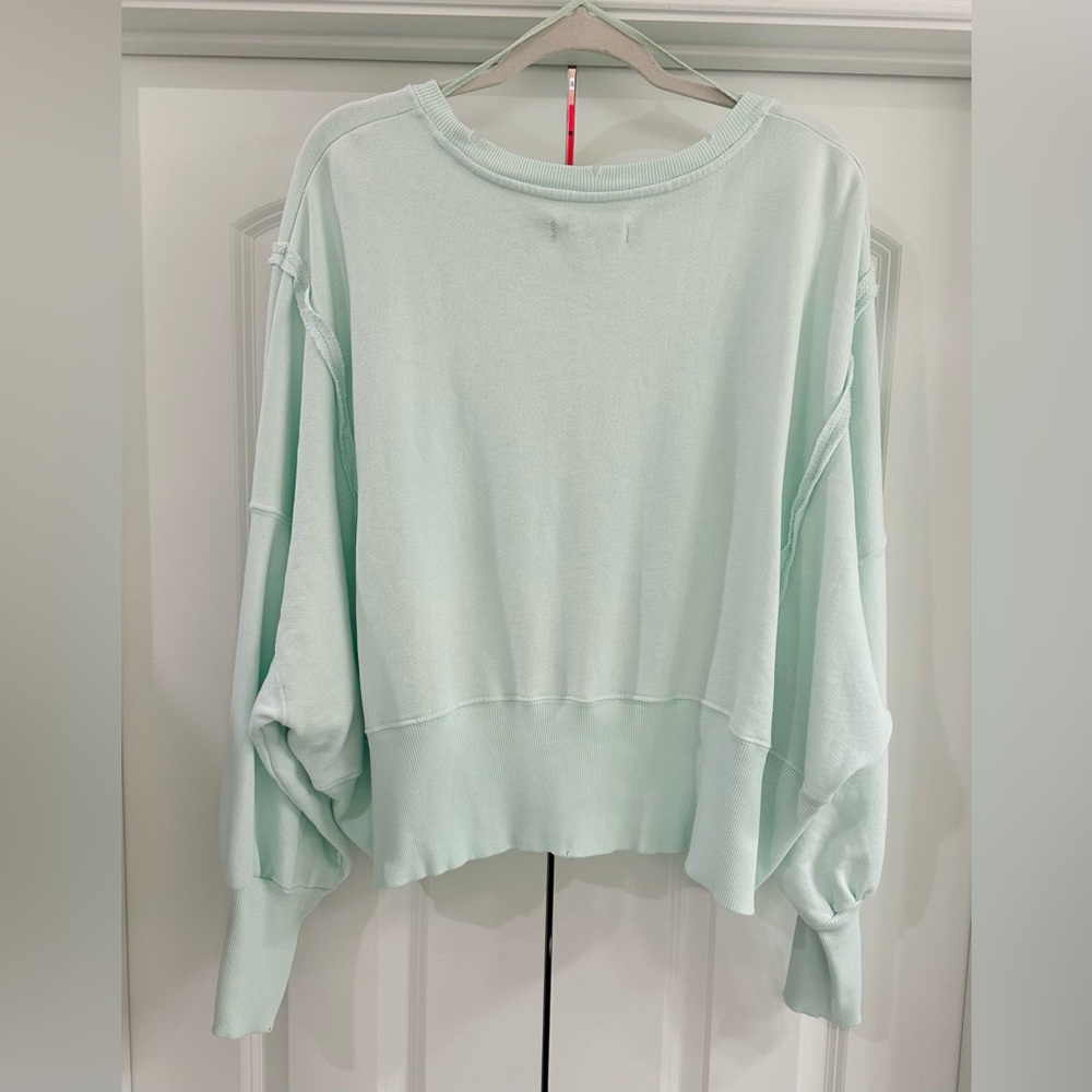 NWT Free People We The Free Camden Cropped Sweatshirt - Mint Julep - Picture 6 of 9